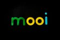 Vibrant and modern typography spells 'mooi' in green, yellow, and blue on black.