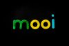Vibrant and modern typography spells 'mooi' in green, yellow, and blue on black.